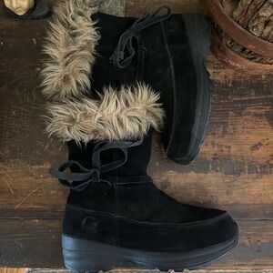 Sorel Northern Lite Tall Leather Black Suede Waterproof Insulated Snow Boots 7